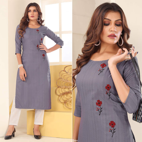 Cotton Grey Embroidered A Line Ladies Palazzo Suit, Size: Small at Rs  1299/piece in New Delhi